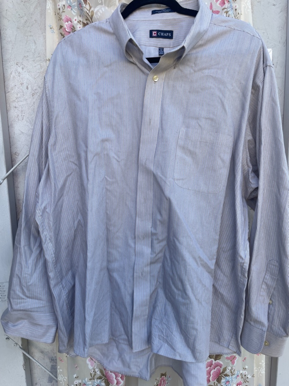 Chaps Men's Blue Pinstripe Button-Down Dress Shirt